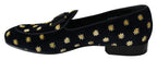 Dolce & Gabbana Blue Velvet Crown Slippers Loafers Shoes - Zeiniez