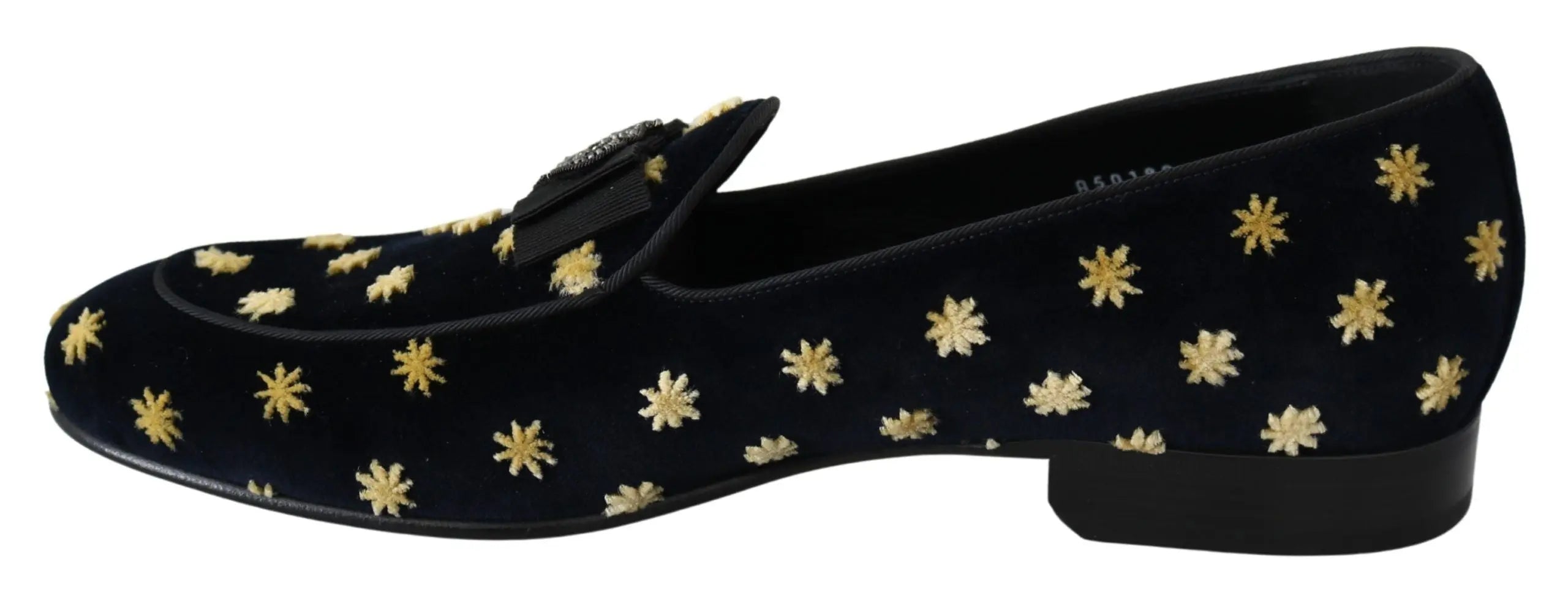 Dolce & Gabbana Blue Velvet Crown Slippers Loafers Shoes - Zeiniez