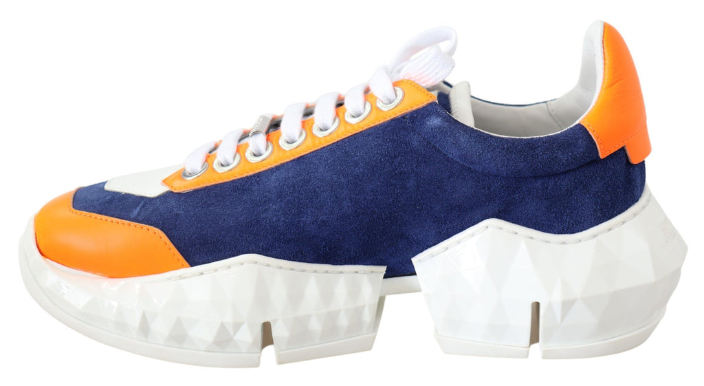Jimmy Choo Diamond Blue Orange Leather Sneaker - Zeiniez