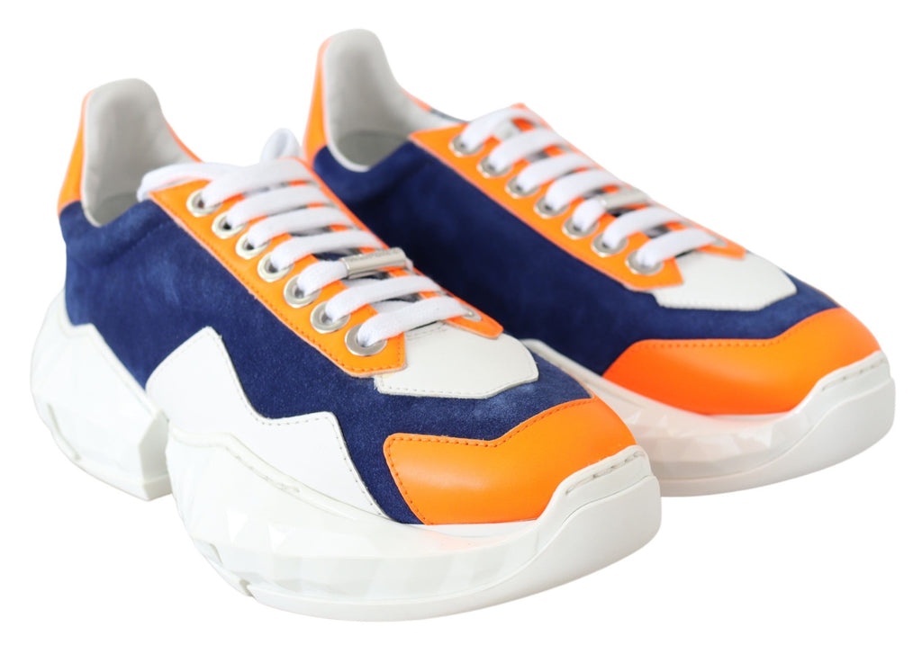 Jimmy Choo Diamond Blue Orange Leather Sneaker - Zeiniez