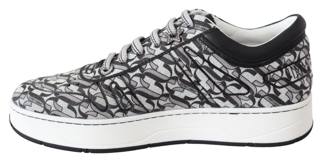 Jimmy Choo Silver Black Glitter Hawaii Sneakers - Zeiniez