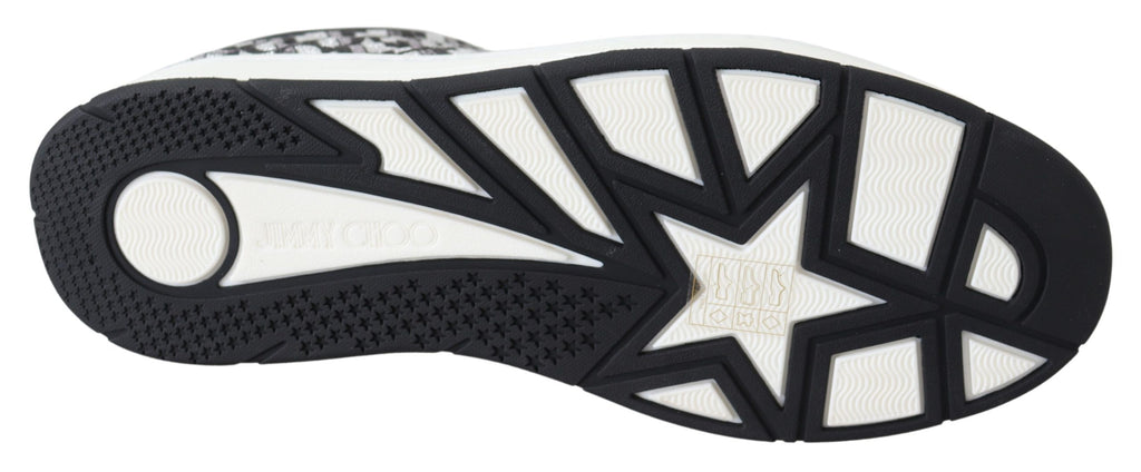 Jimmy Choo Silver Black Glitter Hawaii Sneakers - Zeiniez