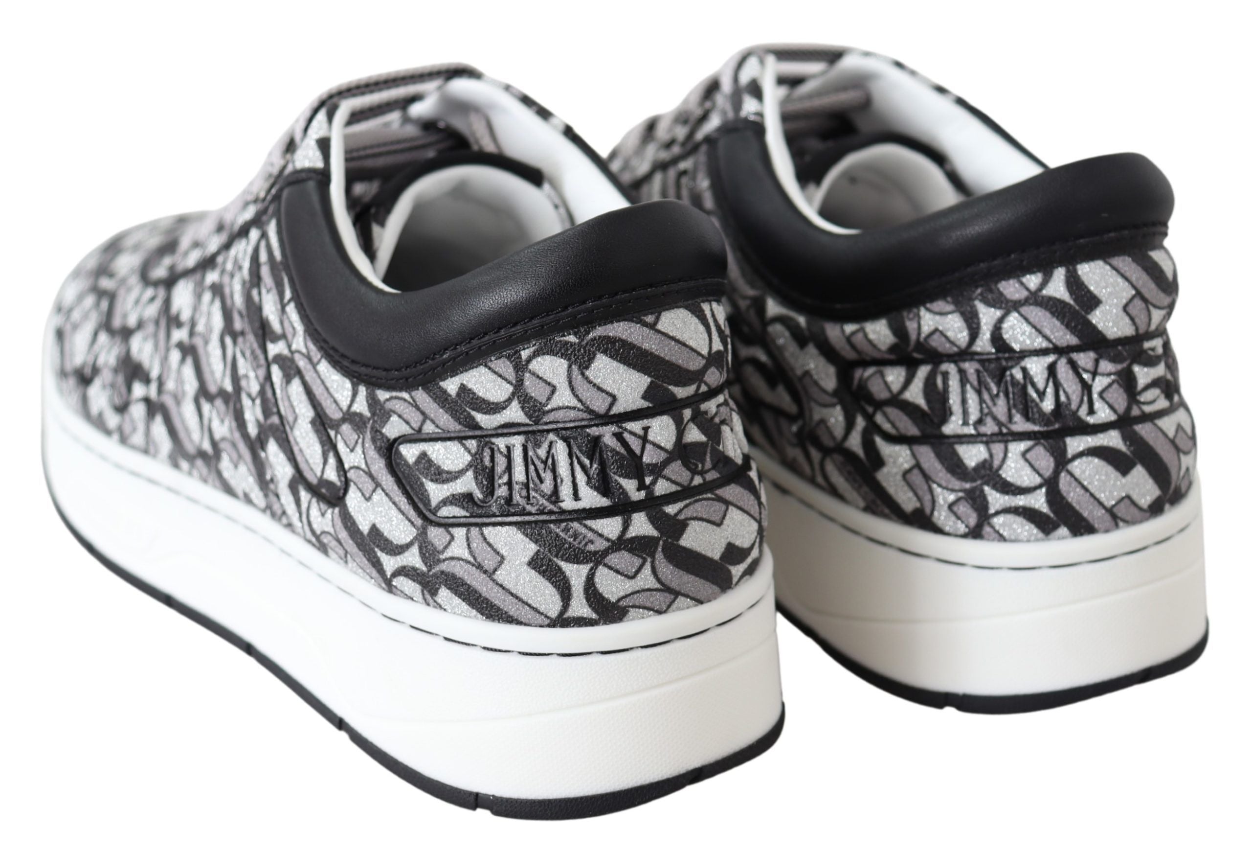 Jimmy Choo Silver Black Glitter Hawaii Sneakers - Zeiniez