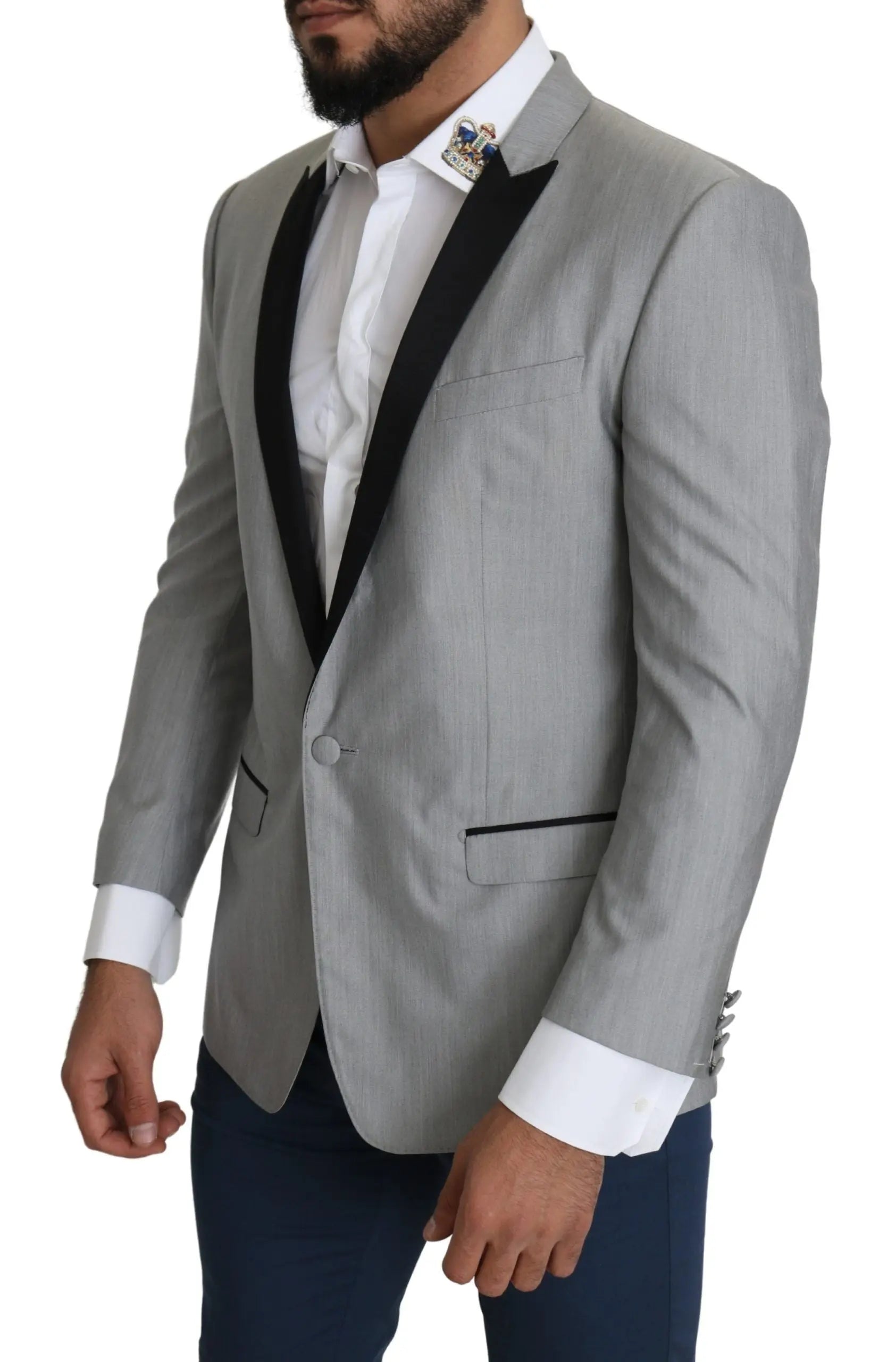 Dolce & Gabbana Light Gray Single Breasted SARTORIA Blazer - Zeiniez