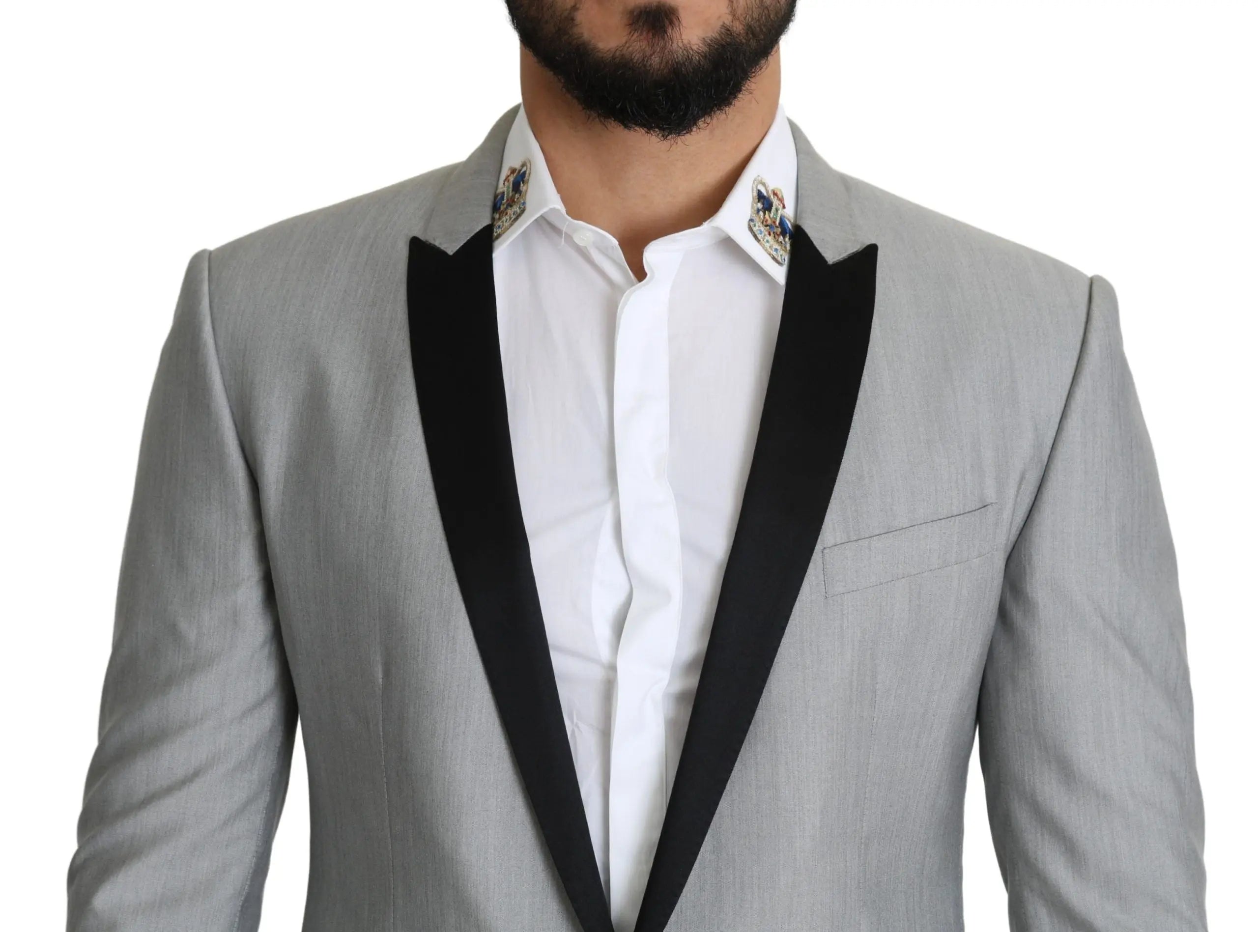 Dolce & Gabbana Light Gray Single Breasted SARTORIA Blazer - Zeiniez