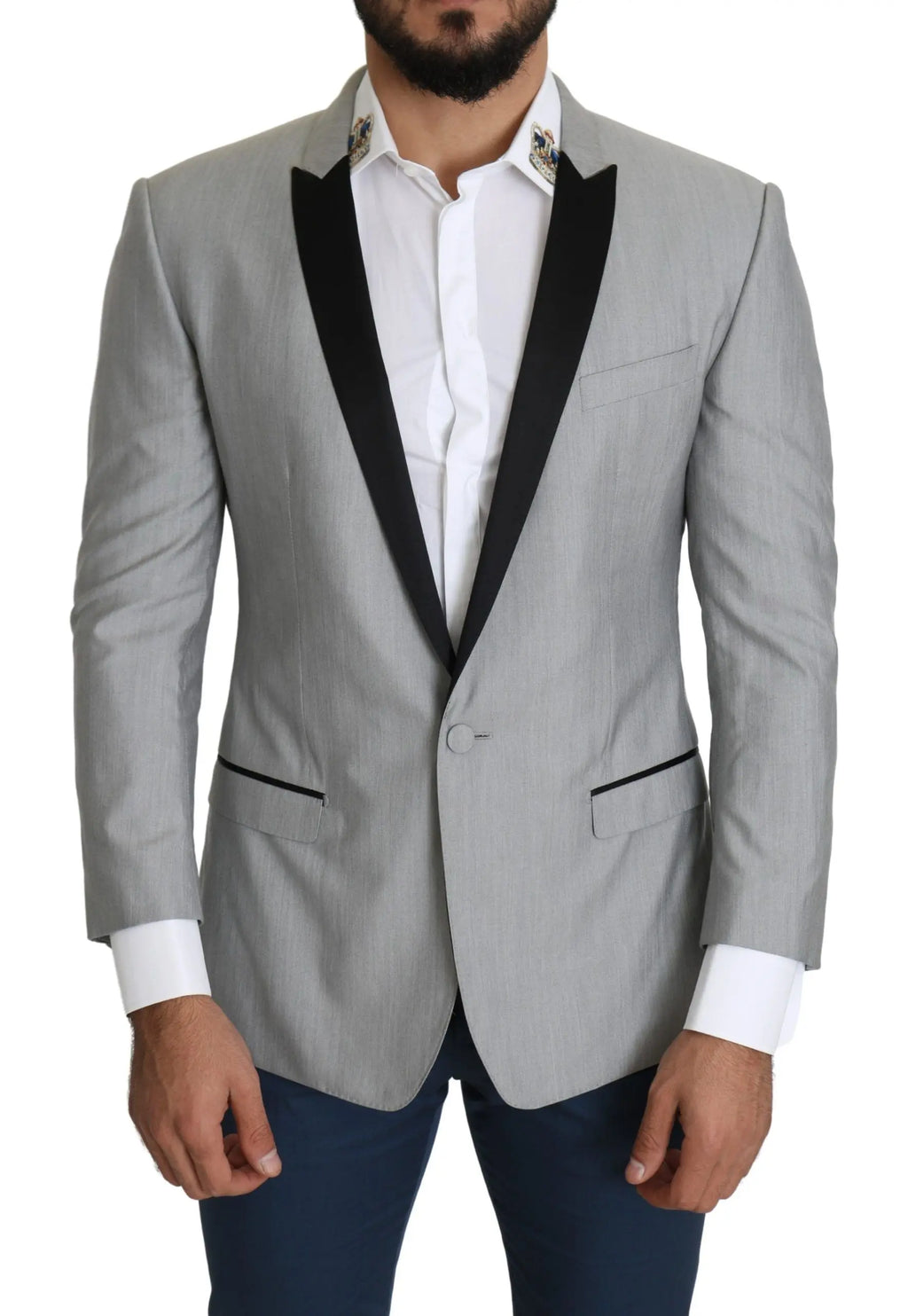 Dolce & Gabbana Light Gray Single Breasted SARTORIA Blazer - Zeiniez
