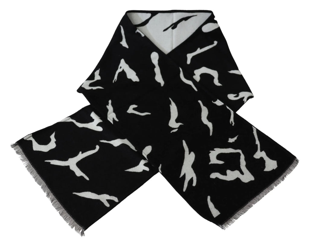 Givenchy Black White Wool Unisex Winter Warm Scarf Wrap Shawl - Zeiniez