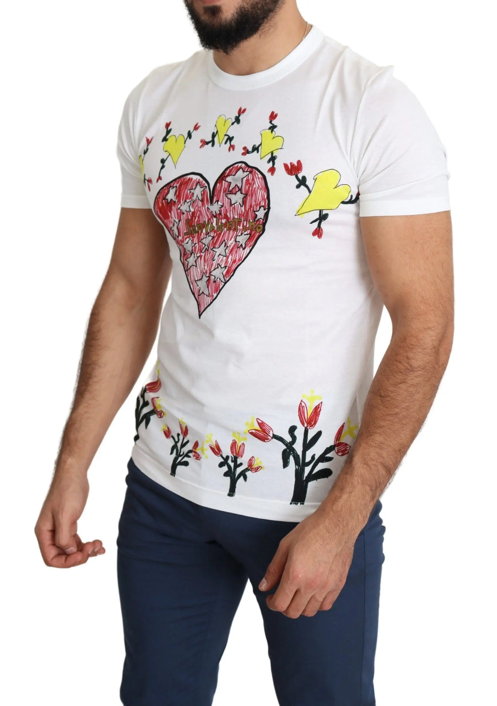 Dolce & Gabbana White Saint Valentine Print Cotton Men T-shirt - Zeiniez