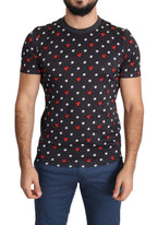 Dolce & Gabbana Dark Gray Hearts Print Cotton Men T-shirt - Zeiniez