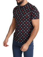 Dolce & Gabbana Dark Gray Hearts Print Cotton Men T-shirt - Zeiniez