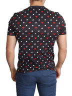 Dolce & Gabbana Dark Gray Hearts Print Cotton Men T-shirt - Zeiniez