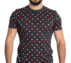 Dolce & Gabbana Dark Gray Hearts Print Cotton Men T-shirt - Zeiniez