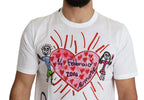 Dolce & Gabbana White Saint Valentine Hearts Print Men  T-shirt - Zeiniez