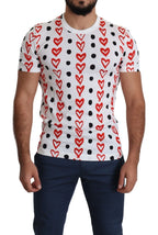 Dolce & Gabbana White Hearts Print  Cotton Men Top T-shirt - Zeiniez
