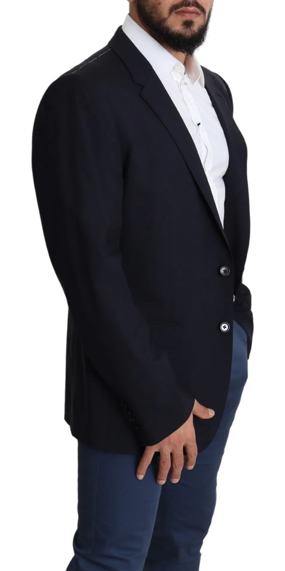 Dolce & Gabbana Black Wool Stretch Men Coat MARTINI Blazer - Zeiniez