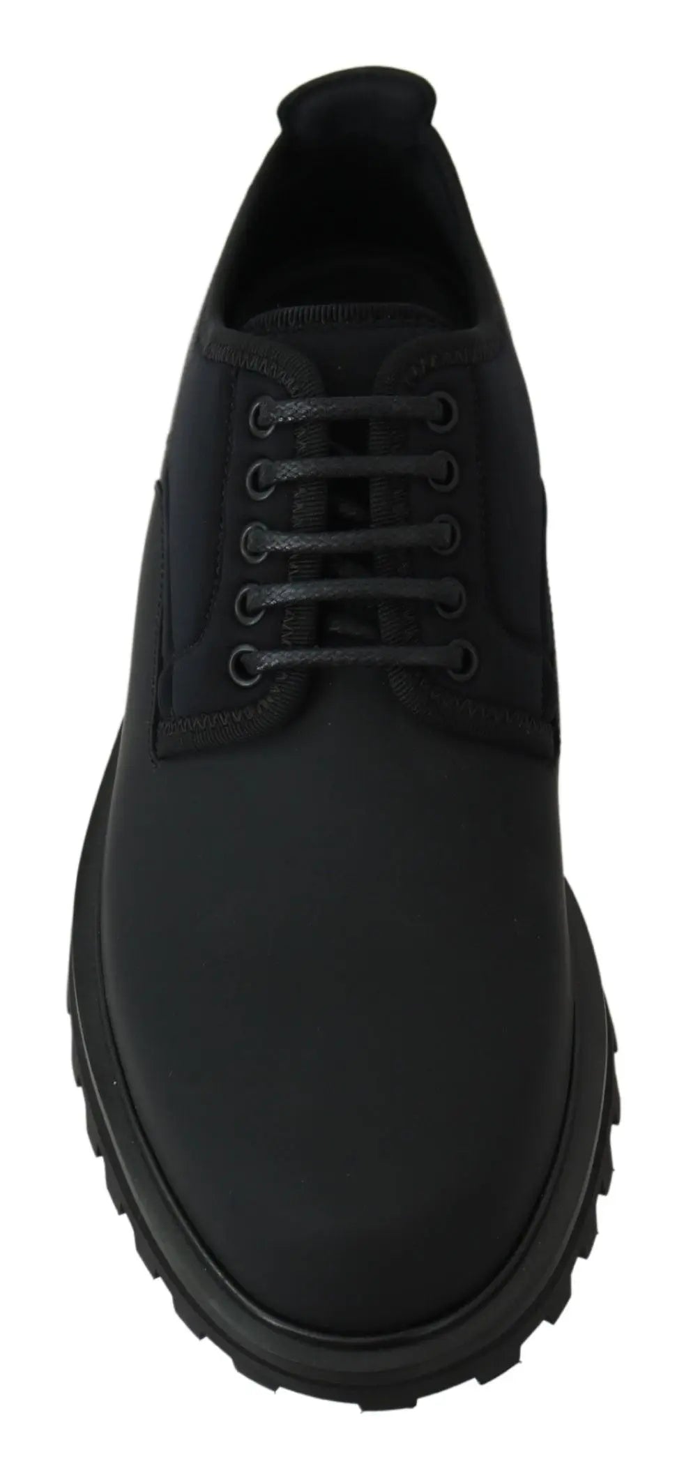 Dolce & Gabbana Black Rubberized Calfskin Chunky Derby Vulcano Shoes - Zeiniez