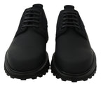 Dolce & Gabbana Black Rubberized Calfskin Chunky Derby Vulcano Shoes - Zeiniez