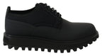 Dolce & Gabbana Black Rubberized Calfskin Chunky Derby Vulcano Shoes - Zeiniez