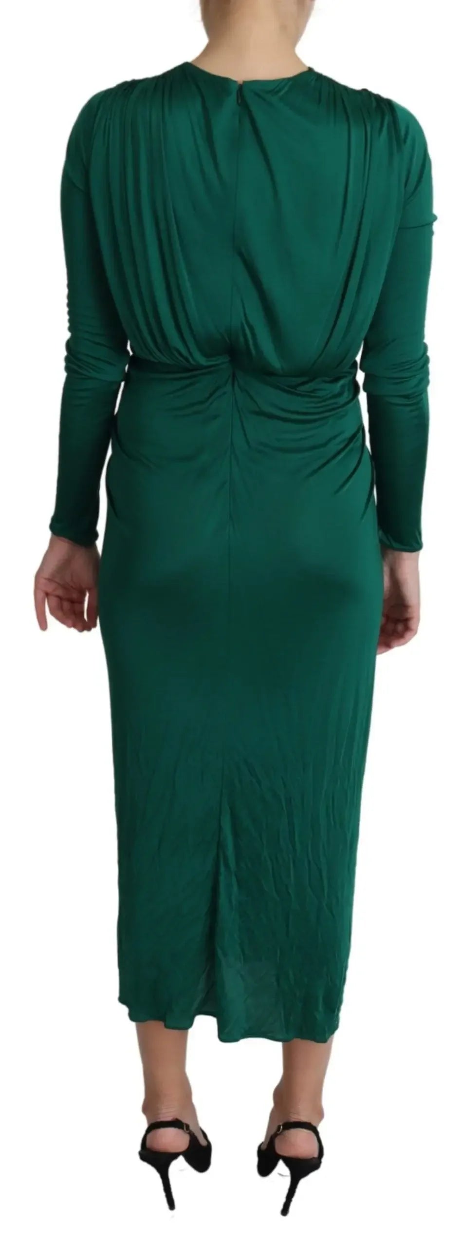 Dolce & Gabbana Green Fitted Silhouette Midi Viscose Dress - Zeiniez