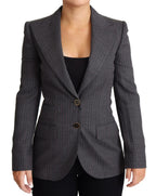 Dolce & Gabbana Gray Single Breasted Fitted Blazer Wool Jacket - Zeiniez