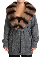 Dolce & Gabbana Gray Cardigan Fur Coat Cashmere Jacket - Zeiniez