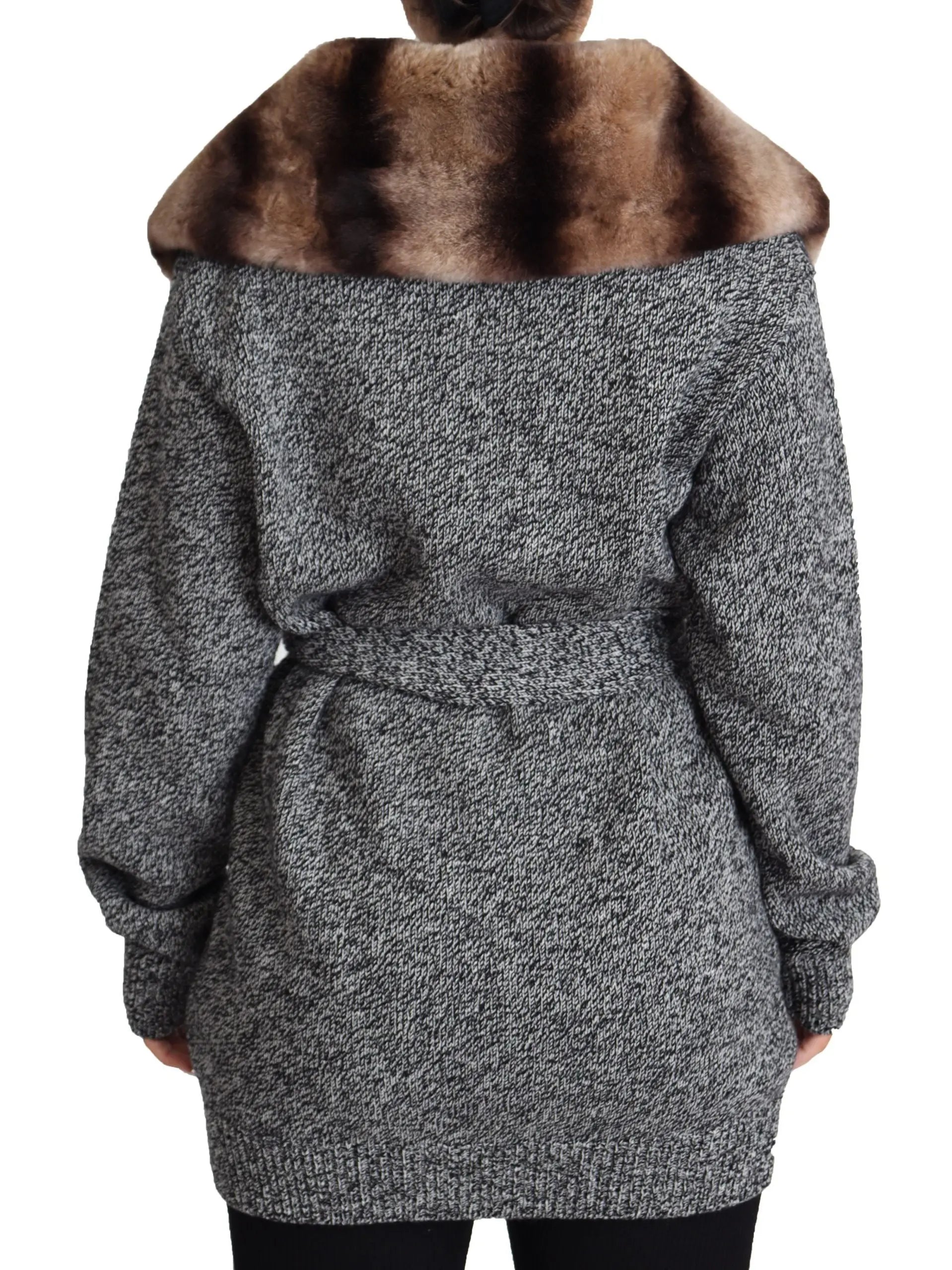 Dolce & Gabbana Gray Cardigan Fur Coat Cashmere Jacket - Zeiniez