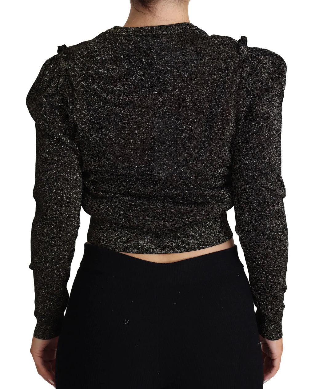 Dolce & Gabbana Black Gold Cropped Women Pullover Sweater - Zeiniez