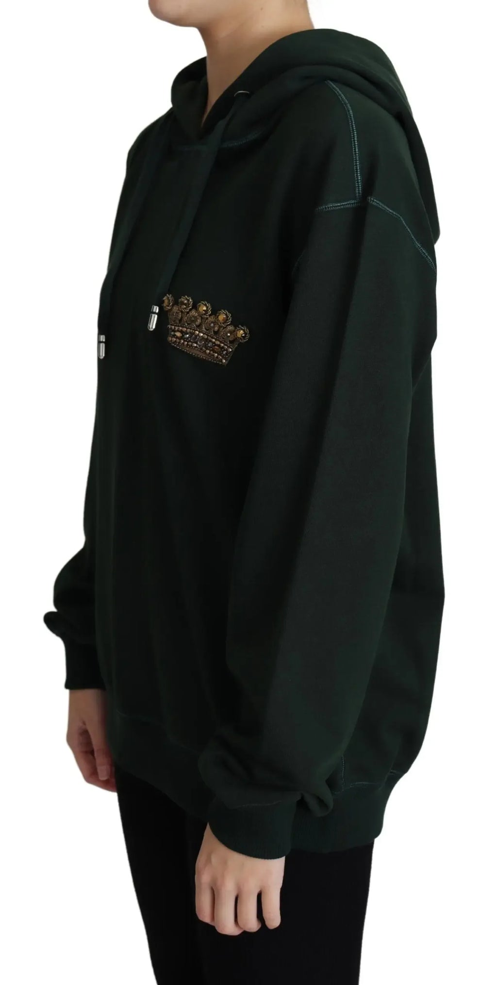 Dolce & Gabbana Dark Green Crown Embroidery Hoodie - Zeiniez