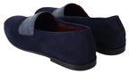 Dolce & Gabbana Blue Suede Caiman Loafers Slippers Shoes - Zeiniez
