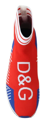 Dolce & Gabbana Blue Red Sorrento Logo Sneakers Socks Shoes - Zeiniez