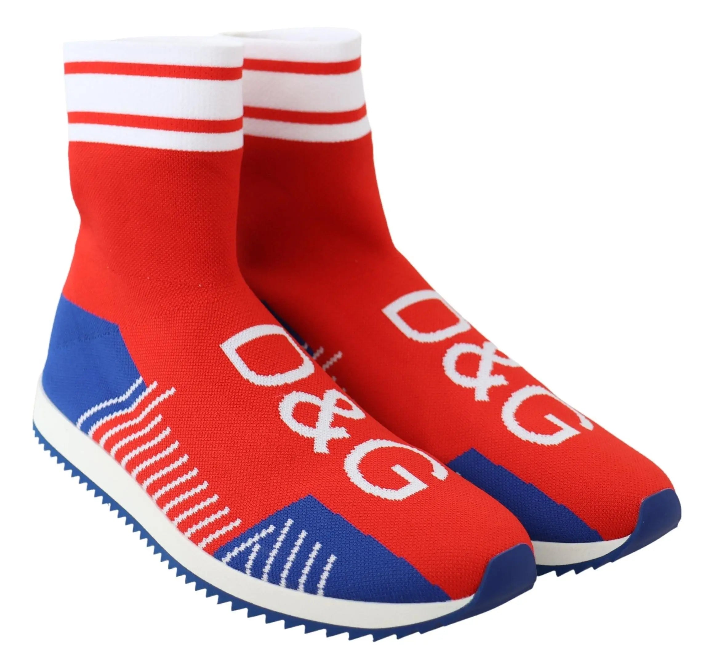 Dolce & Gabbana Blue Red Sorrento Logo Sneakers Socks Shoes - Zeiniez