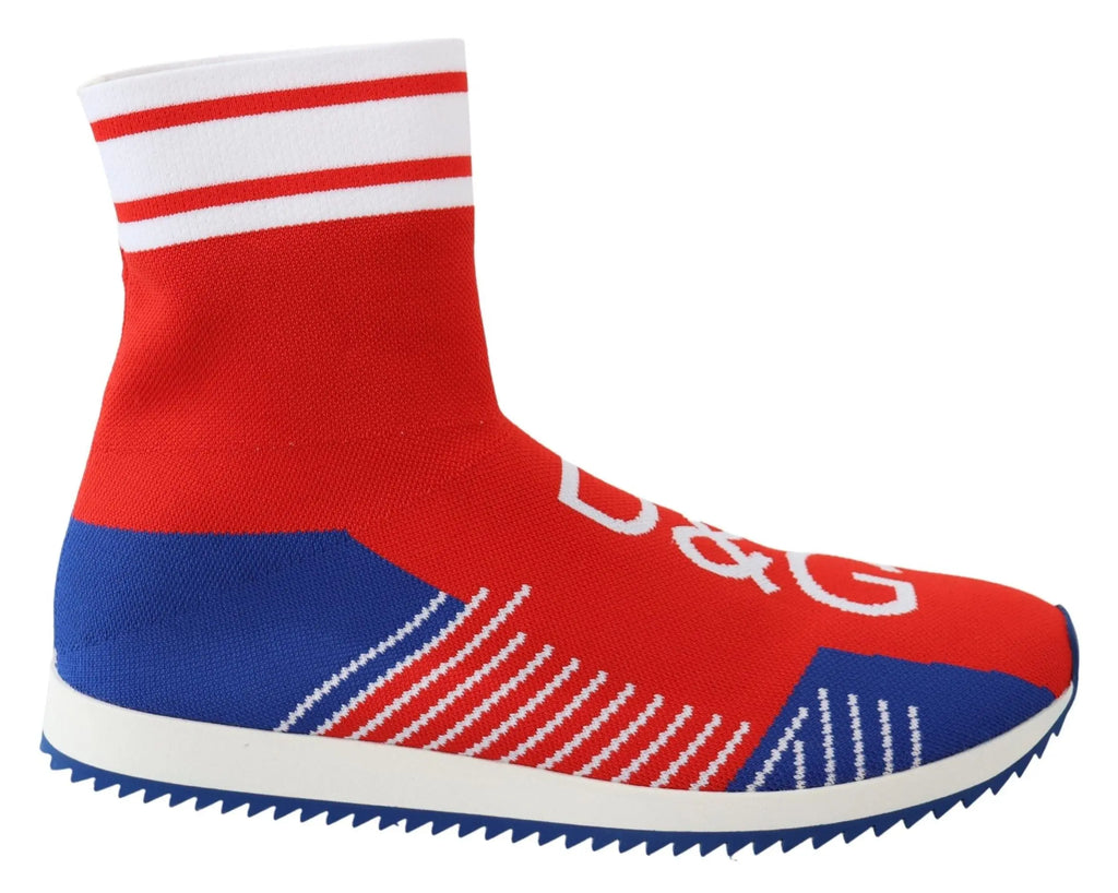 Dolce & Gabbana Blue Red Sorrento Logo Sneakers Socks Shoes - Zeiniez