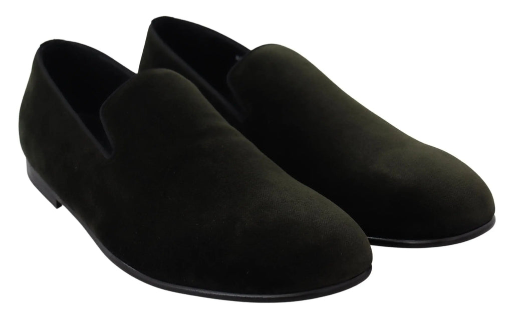 Dolce & Gabbana Green Velvet Slip On Mens Loafers Shoes - Zeiniez
