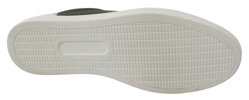 Dolce & Gabbana White Green Leather Low Top Sneakers Shoes - Zeiniez