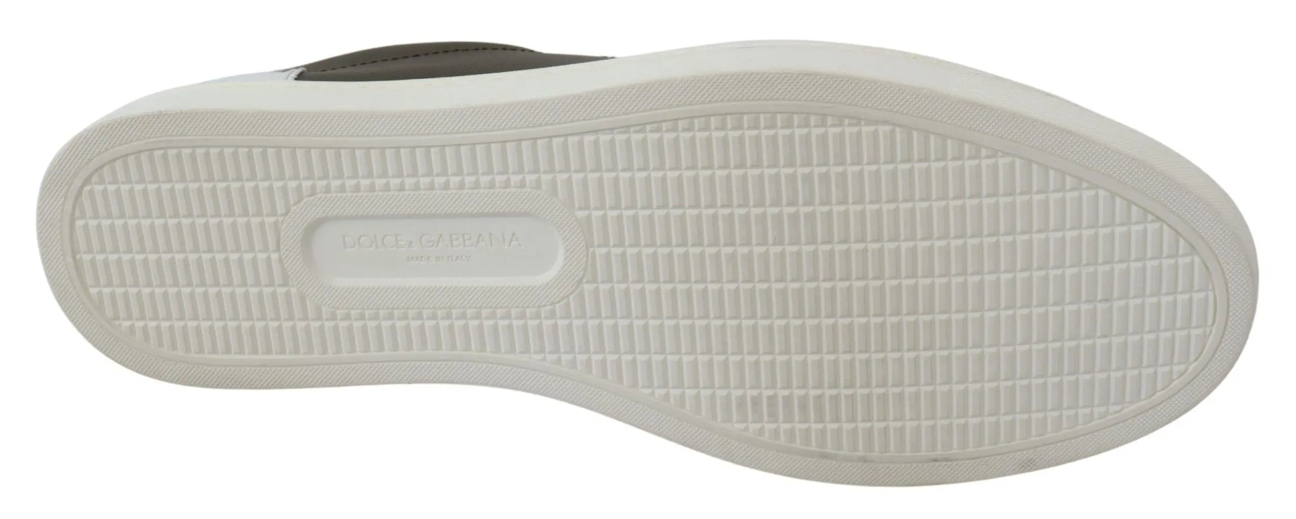 Dolce & Gabbana White Green Leather Low Top Sneakers Shoes - Zeiniez
