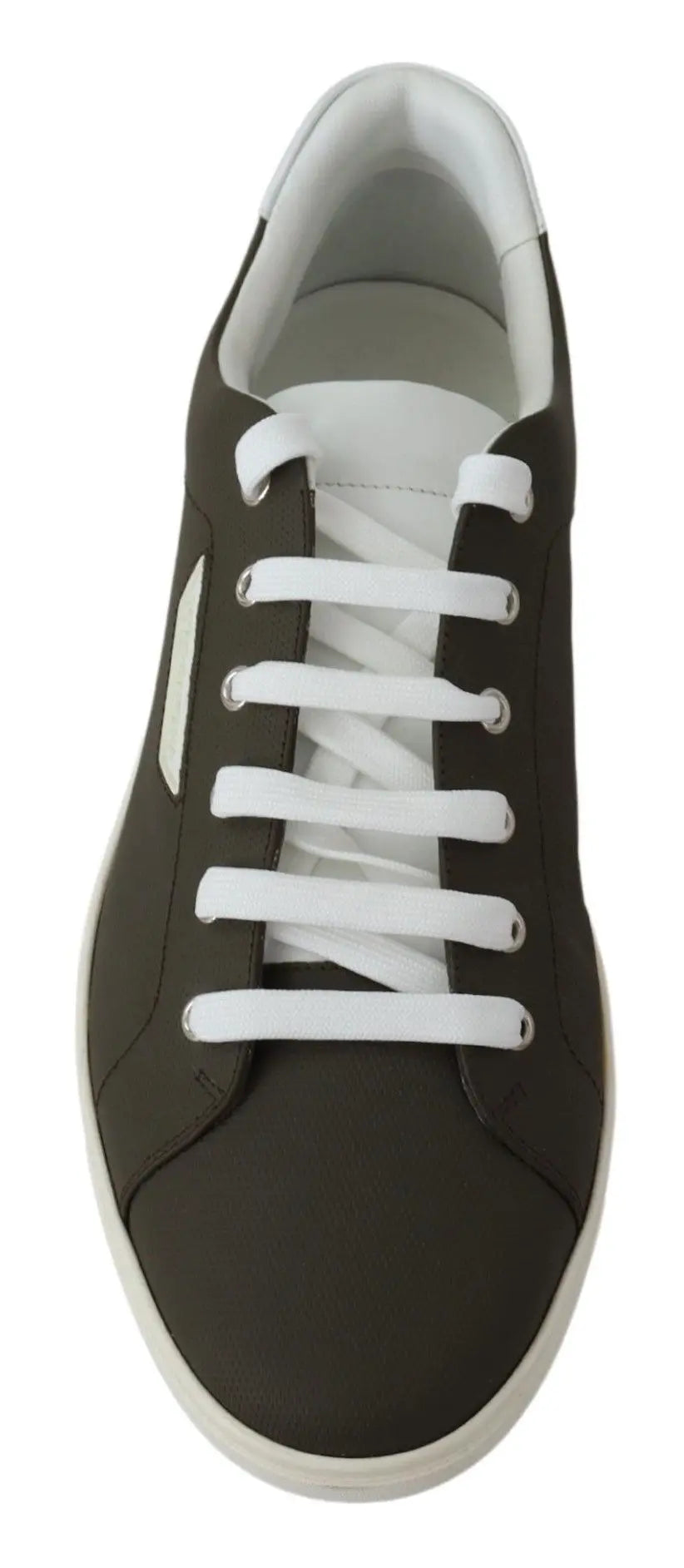 Dolce & Gabbana White Green Leather Low Top Sneakers Shoes - Zeiniez