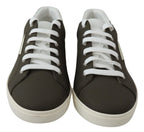 Dolce & Gabbana White Green Leather Low Top Sneakers Shoes - Zeiniez