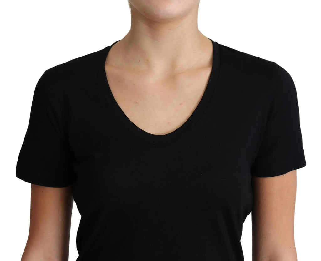 Dolce & Gabbana Black Wool Round Neck Short Sleeves T-shirt - Zeiniez