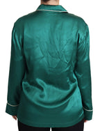 Dolce & Gabbana Green Pyjama Blouse Silk Lounge Sleepwear Top - Zeiniez