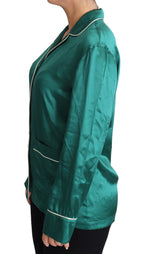 Dolce & Gabbana Green Pyjama Blouse Silk Lounge Sleepwear Top - Zeiniez