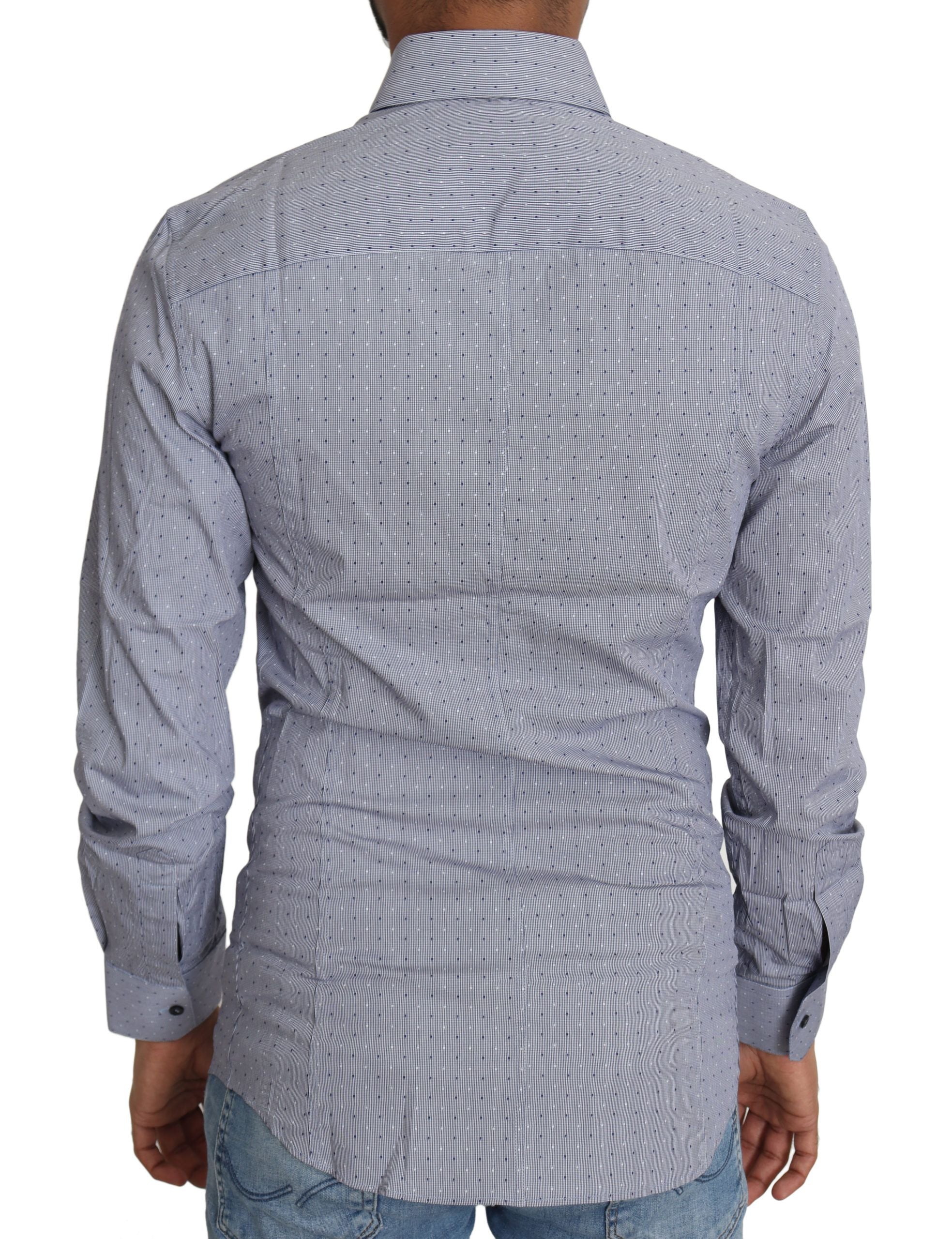 Dolce & Gabbana Gray Dotted Semi Fitted Formal SICILIA Shirt - Zeiniez