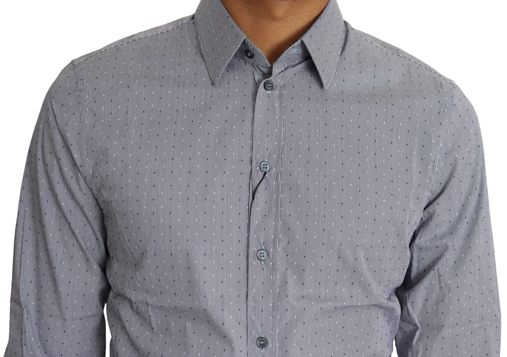 Dolce & Gabbana Gray Dotted Semi Fitted Formal SICILIA Shirt - Zeiniez