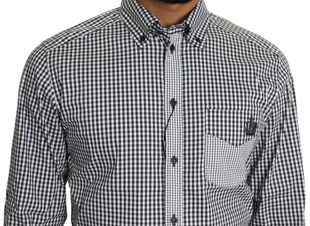 Dolce & Gabbana Black White Checkered Casual Shirt - Zeiniez