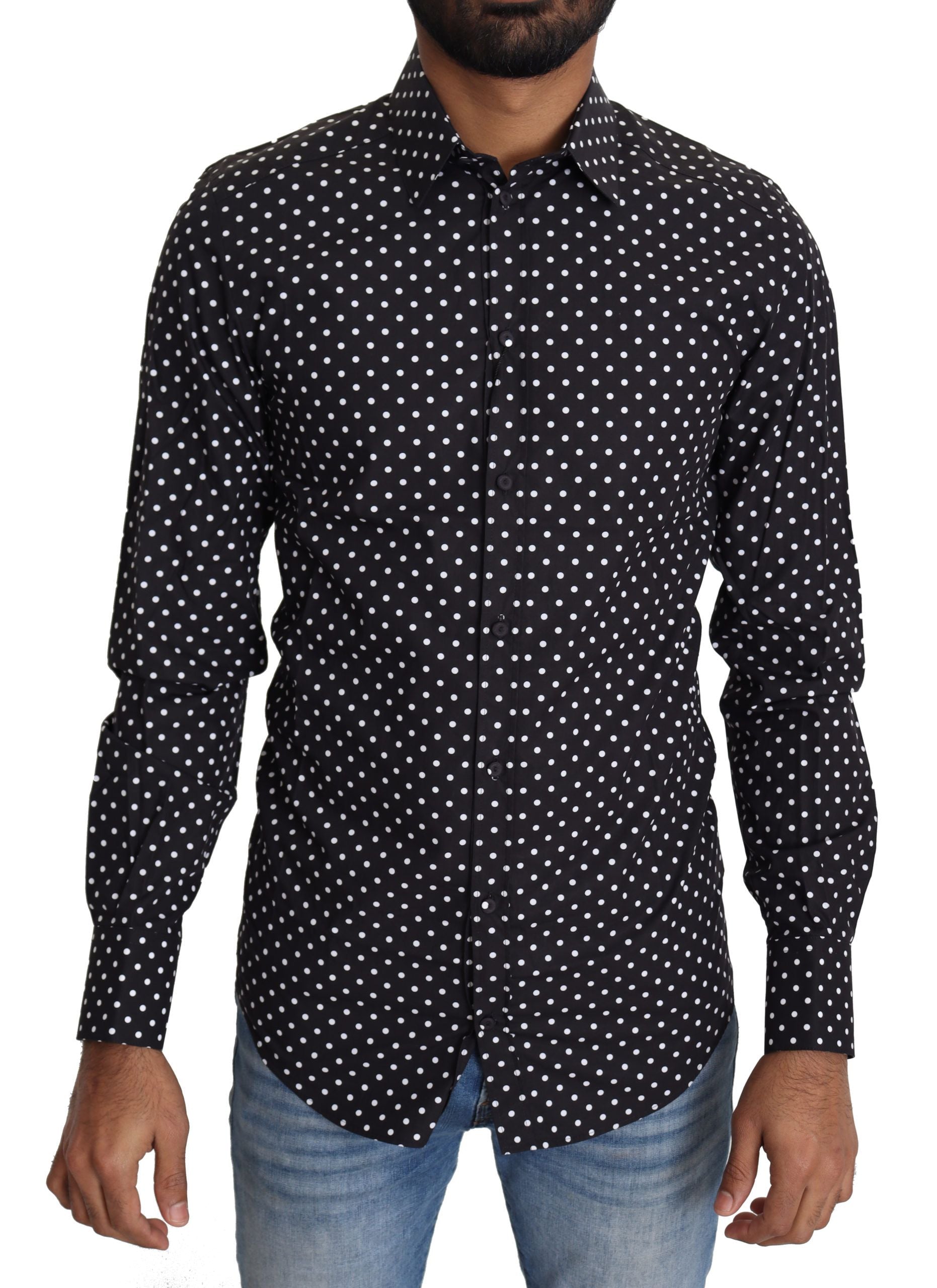 Dolce & Gabbana Black White Polka Dots Casual Shirt - Zeiniez