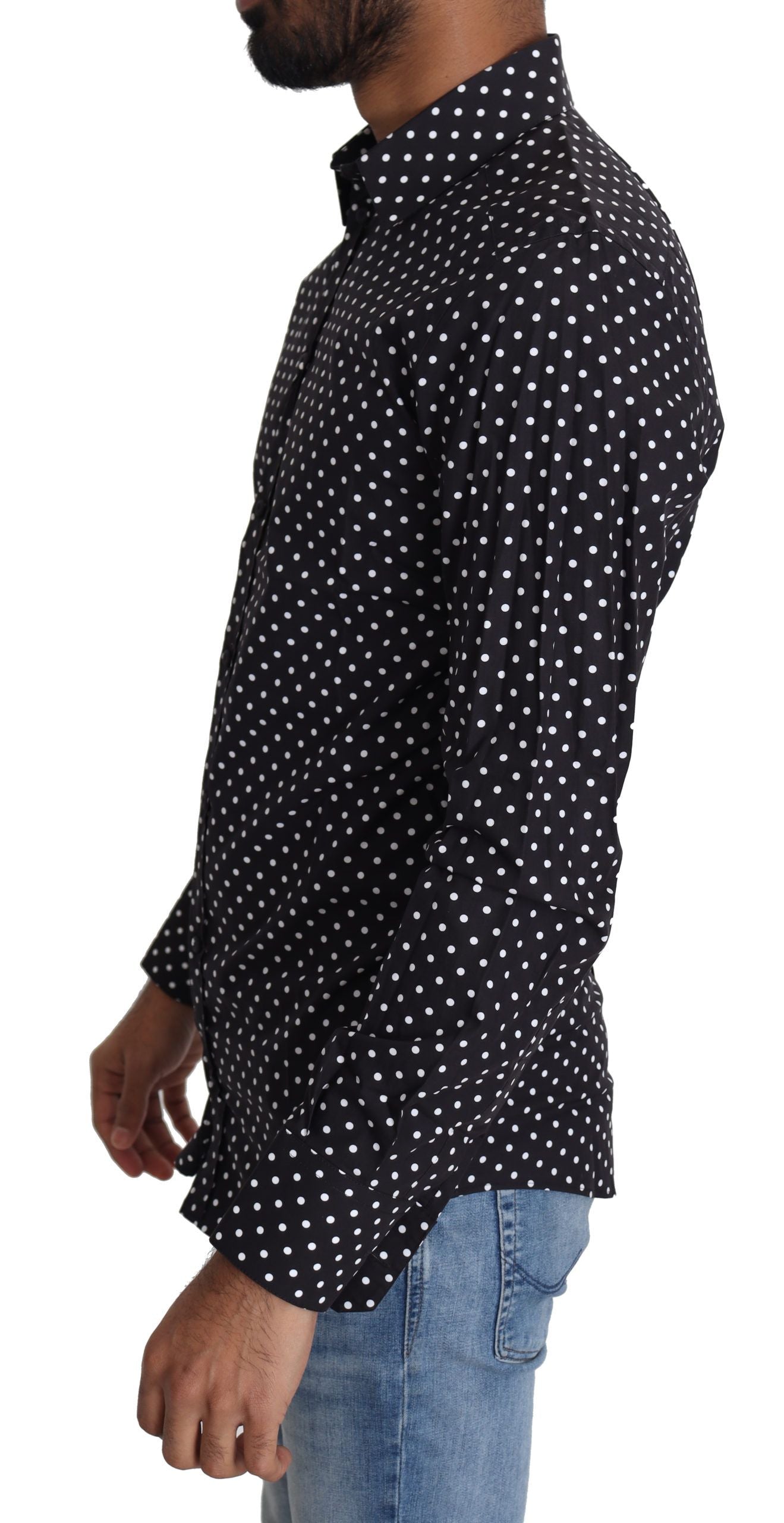 Dolce & Gabbana Black White Polka Dots Casual Shirt - Zeiniez