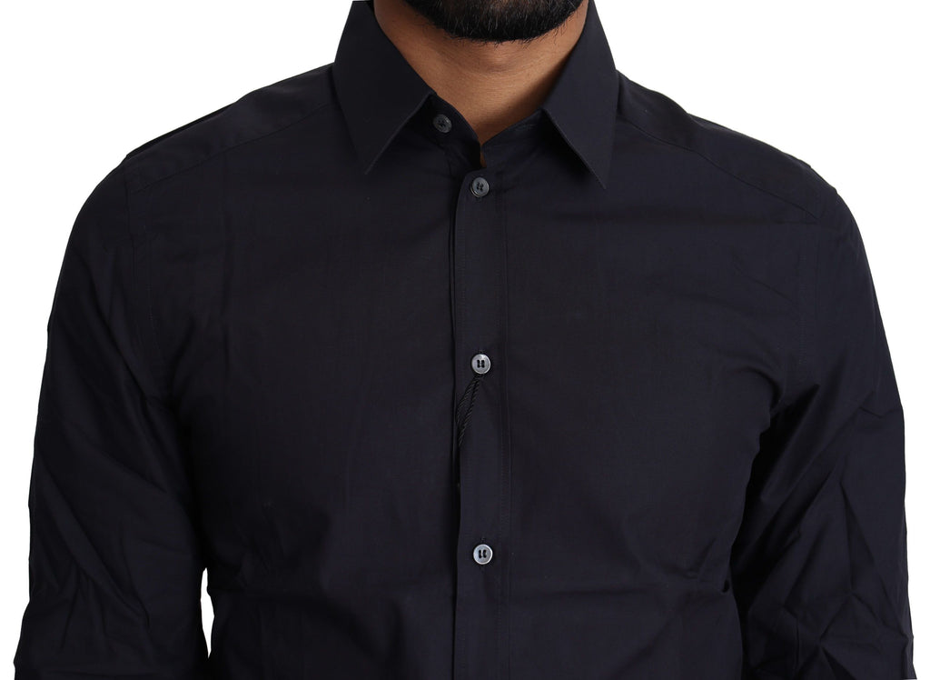 Dolce & Gabbana Navy Blue Cotton Formal Dress Shirt - Zeiniez