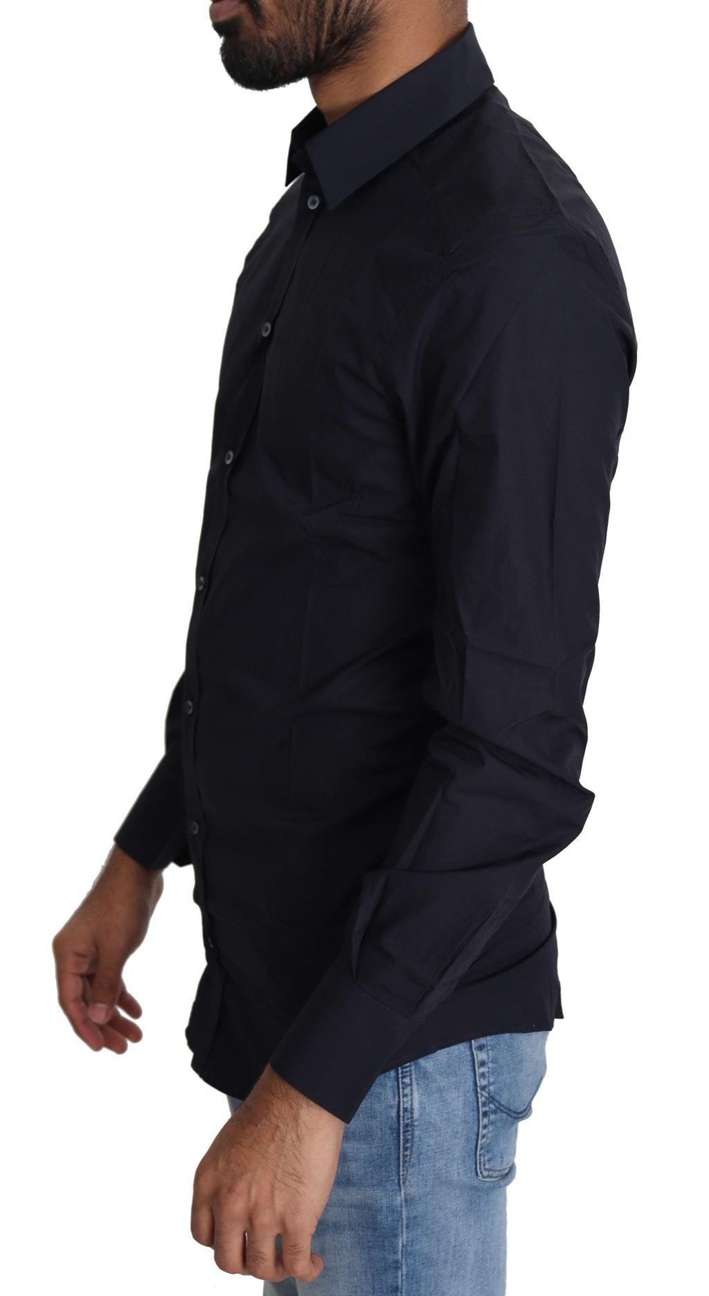 Dolce & Gabbana Navy Blue Cotton Formal Dress Shirt - Zeiniez
