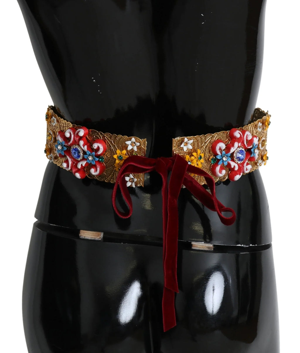 Dolce & Gabbana multicolor Embellished Floral Crystal Wide Waist Belt - Zeiniez