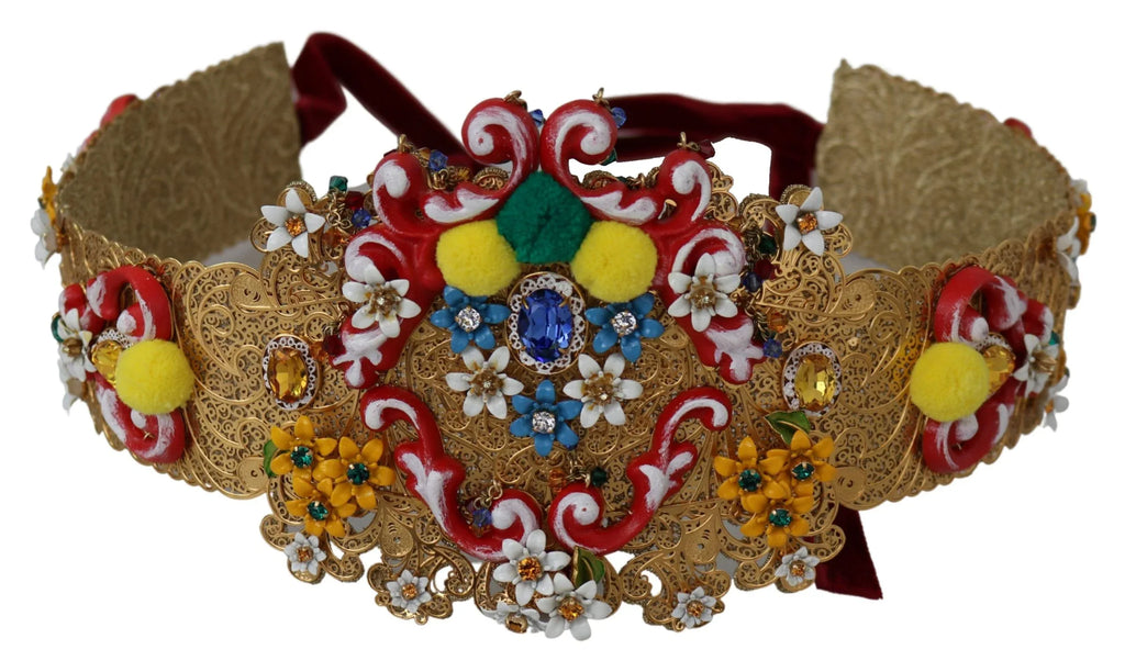 Dolce & Gabbana multicolor Embellished Floral Crystal Wide Waist Belt - Zeiniez