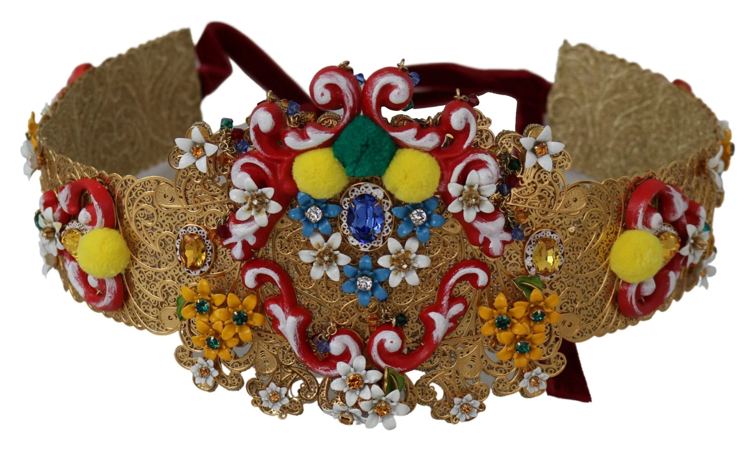 Dolce & Gabbana multicolor Embellished Floral Crystal Wide Waist Belt - Zeiniez